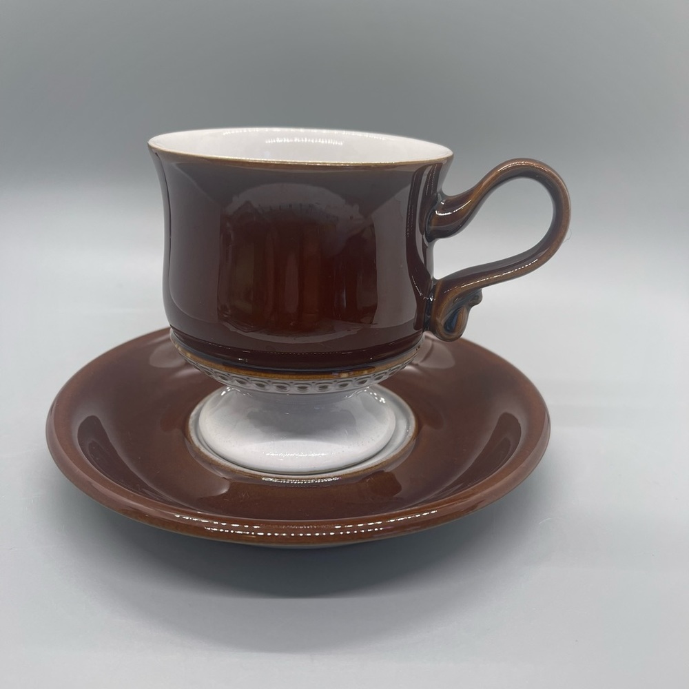 Denby Cup & Saucer Brown White